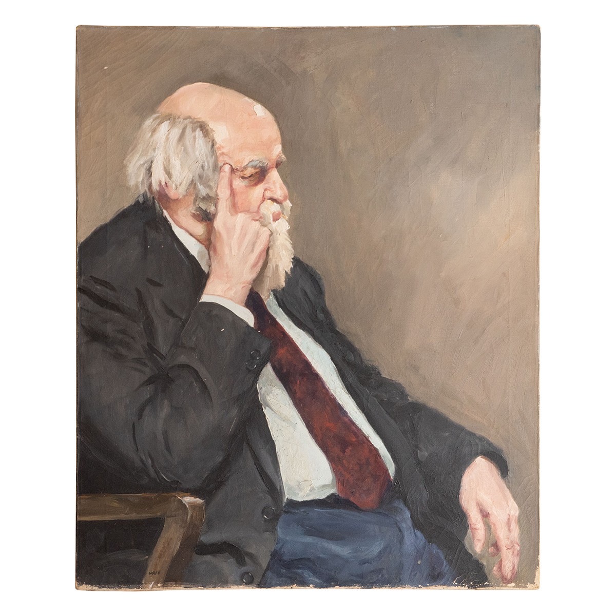 "Pensive Elderly Man" painting