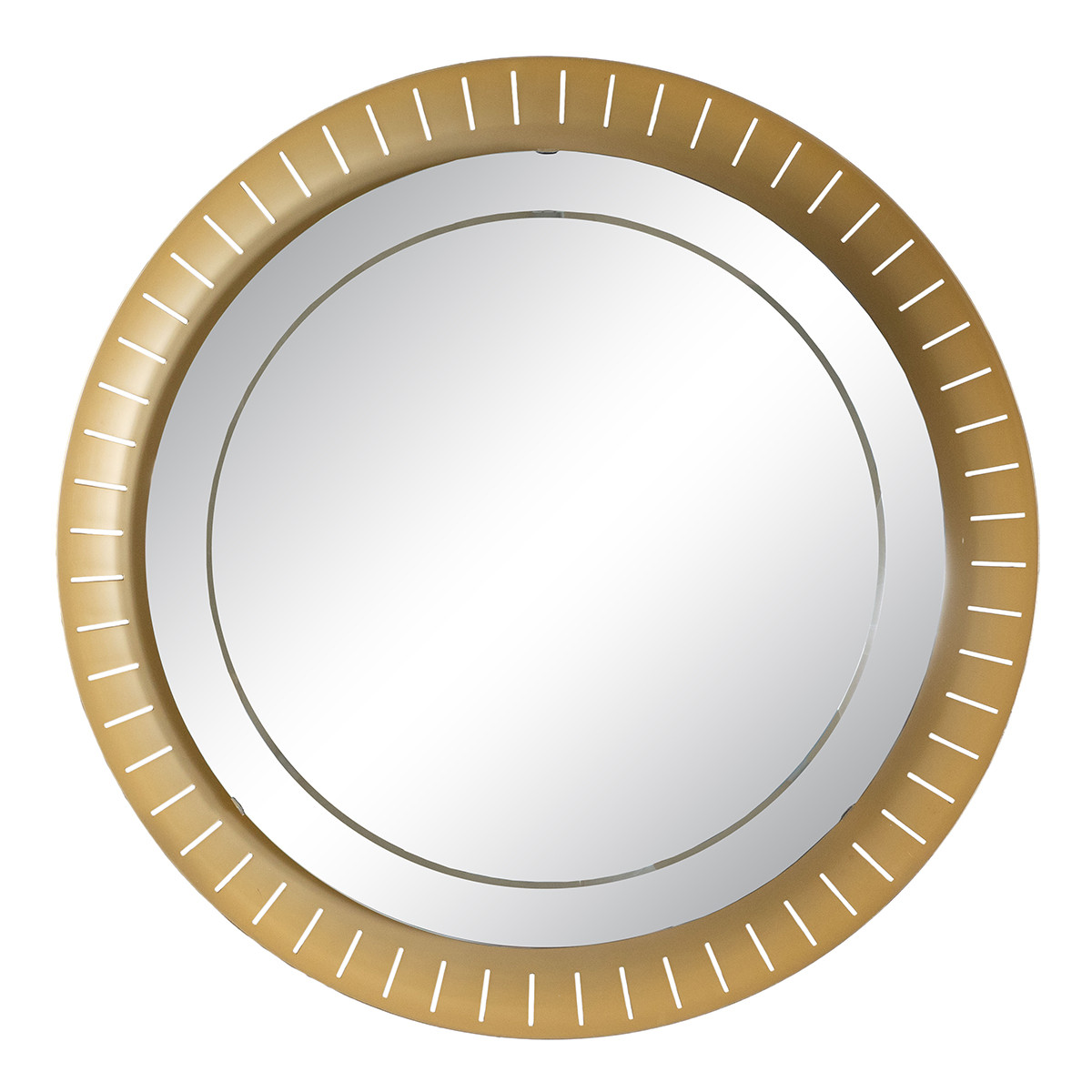 Perforated brass backlit mirror by Hillebrand