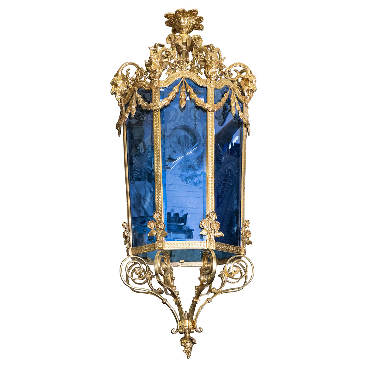 Monumental Louis XVI style dore bronze lantern